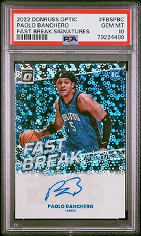 2022 Panini Donruss Optic Fast Break Signatures Fbspbc Paolo Banchero PSA 10