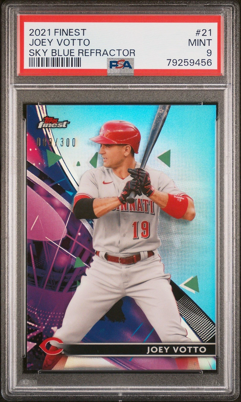 2021 Topps Finest 21 Joey Votto Sky Blue Refractor PSA 9