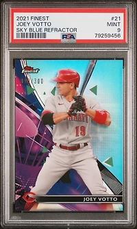 2021 Topps Finest 21 Joey Votto Sky Blue Refractor PSA 9
