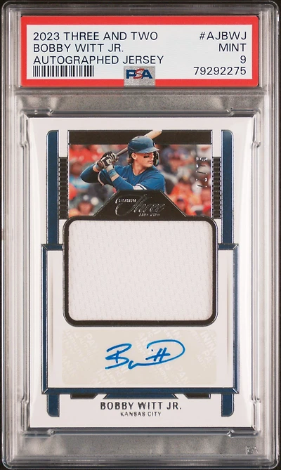 2023 Panini Three And Two Autographed Jerseys Ajbwj Bobby Witt Jr. PSA 9