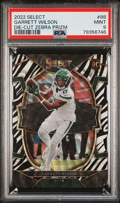 2022 Panini Select 88 Garrett Wilson Die-cut Zebra Prizm PSA 9