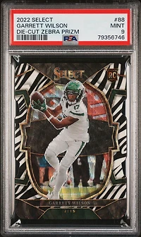 2022 Panini Select 88 Garrett Wilson Die-cut Zebra Prizm PSA 9