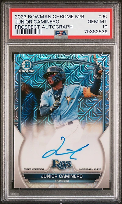2023 Bowman Mega Box Chrome Prospect Autographs Jc Junior Caminero PSA 10