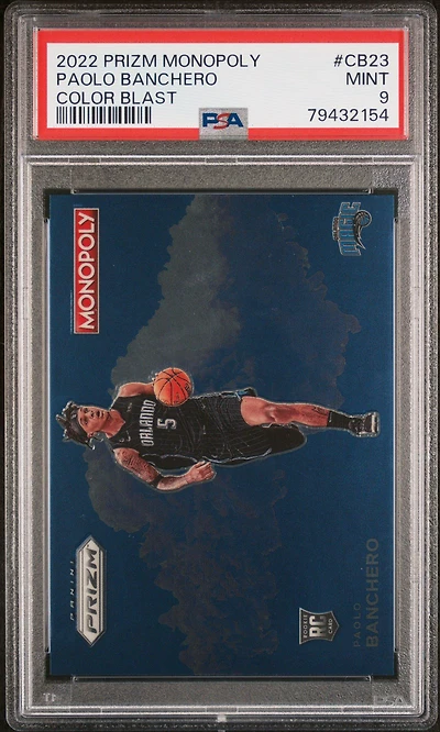 2022 Panini Prizm Monopoly Color Blast Cb23 Paolo Banchero PSA 9