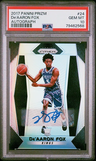 2017 Panini Prizm 24 De'aaron Fox Autograph PSA 10