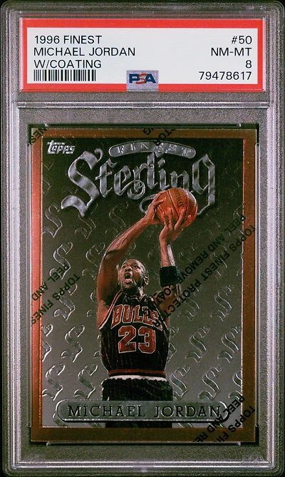 1996 Finest 50 Michael Jordan W/coating PSA 8