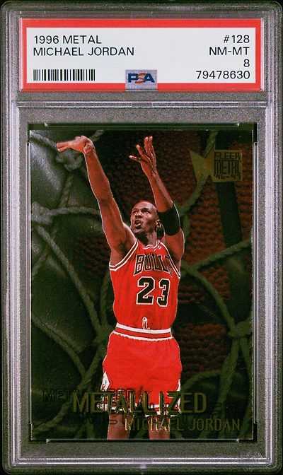 1996 Metal 128 Michael Jordan PSA 8