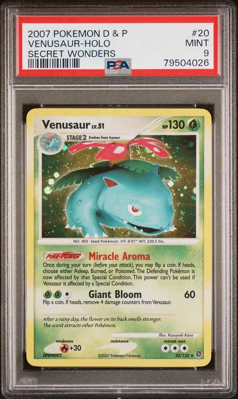 2007 Pokemon Diamond & Pearl Secret Wonders 20 Venusaur-holo PSA 9