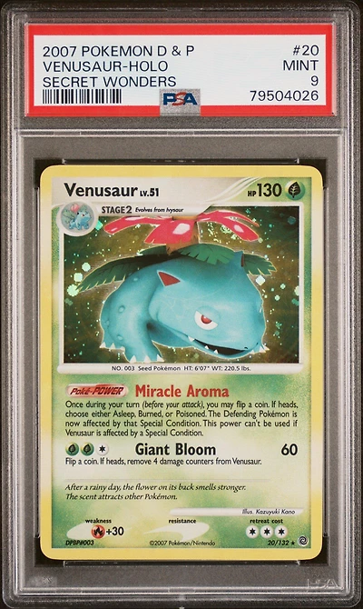 2007 Pokemon Diamond & Pearl Secret Wonders 20 Venusaur-holo PSA 9