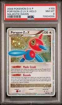 2008 Pokemon Diamond & Pearl Majestic Dawn 100 Porygon-z Lv.x-holo PSA 8