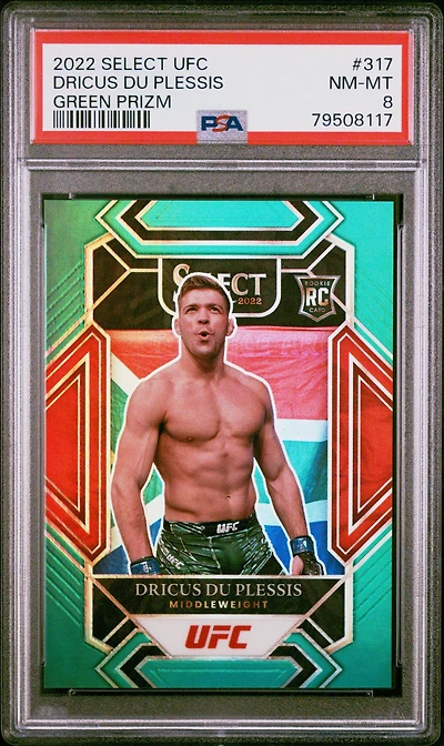 2022 Panini Select Ufc 317 Dricus Du Plessis Green Prizm PSA 8