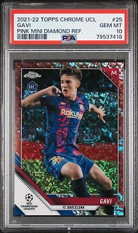 2021 Topps Chrome Uefa Champions League 25 Gavi Pink Mini Diamond Refractor PSA 10