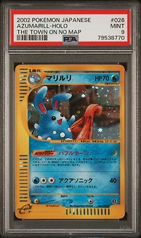 2002 Pokemon Japanese The Town On No Map 026 Azumarill-holo PSA 9
