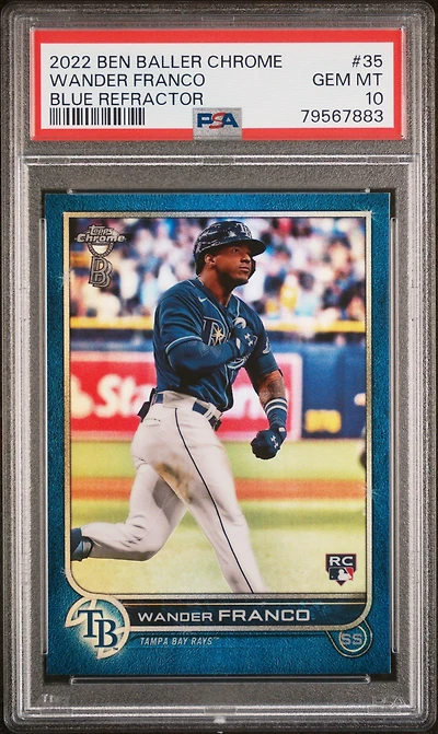 2022 Topps Chrome Ben Baller 35 Wander Franco Blue Refractor PSA 10