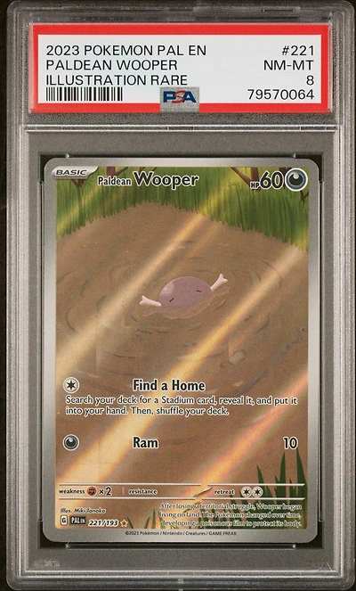 2023 Pokemon Pal En-paldea Evolved 221 Paldean Wooper Illustration Rare PSA 8