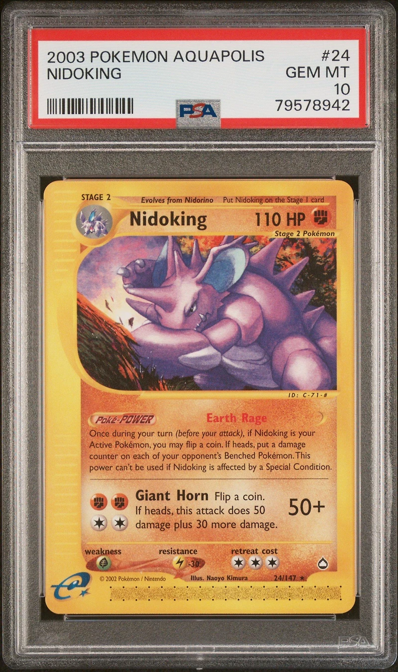 2003 Pokemon Aquapolis 24 Nidoking PSA 10
