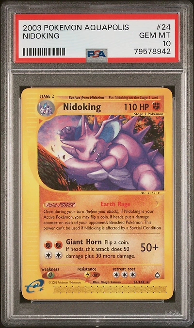 2003 Pokemon Aquapolis 24 Nidoking PSA 10