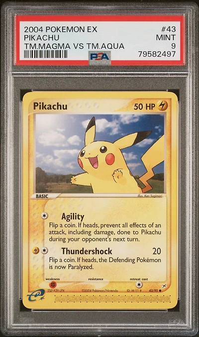 2004 Pokemon Ex Team Magma Vs Team Aqua 43 Pikachu PSA 9