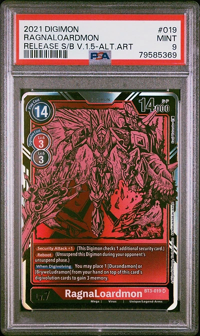 2021 Digimon Release Special Booster Ver.1.5 019 Ragnaloardmon Alternate Art PSA