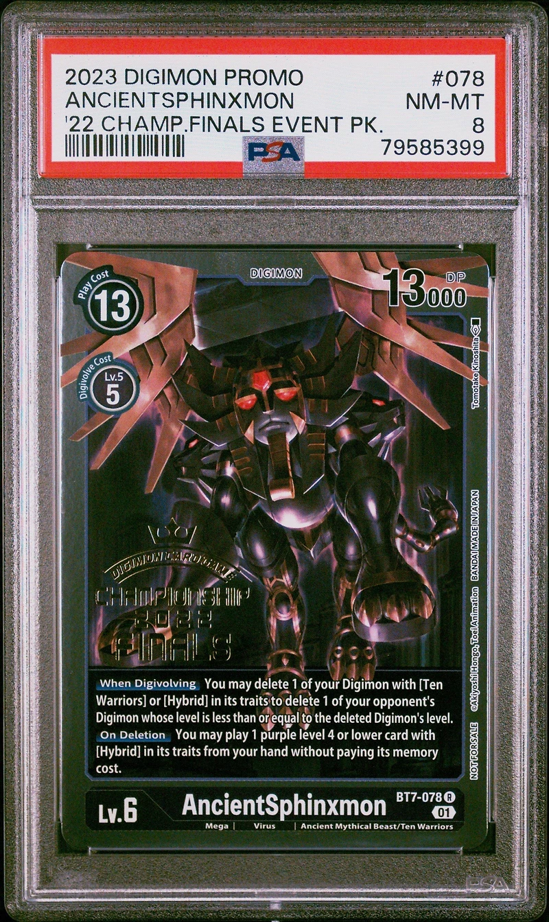 2023 Digimon Promo 078 Ancientsphinxmon 2022 Championship Finals Event Pack Alt-art Gold Stamp Set PSA 8
