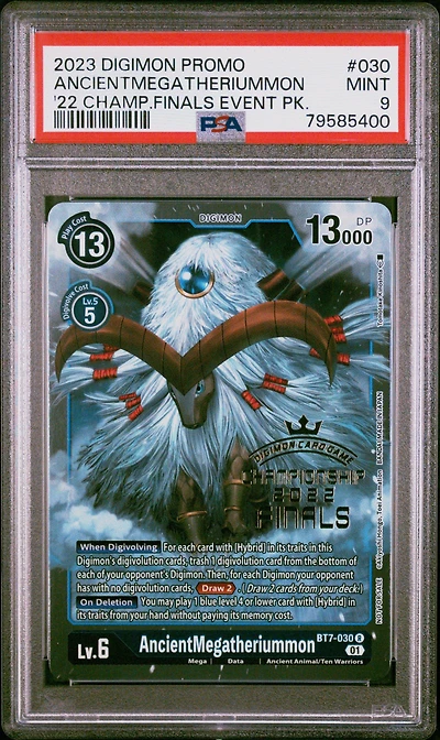 2023 Digimon Promo 030 Ancientmegatheriummon 2022 Championship Finals Event Pack Alt-art Gold Stamp Set PSA 9