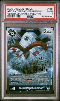 2023 Digimon Promo 030 Ancientmegatheriummon 2022 Championship Finals Event Pack Alt-art Gold Stamp Set PSA 9