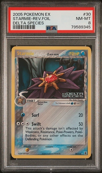 2005 Pokemon Ex Delta Species 30 Starmie-reverse Foil PSA 8