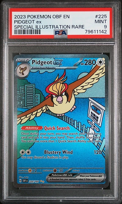 2023 Pokemon Obf En-obsidian Flames 225 Pidgeot Ex Special Illustration Rare PSA