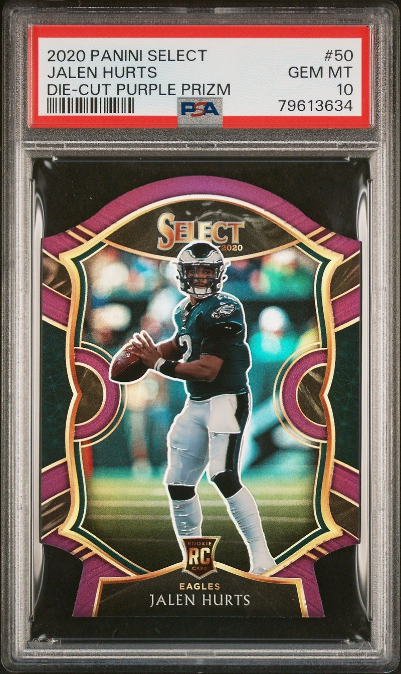 2020 Panini Select 50 Jalen Hurts Die-cut Purple Prizm PSA