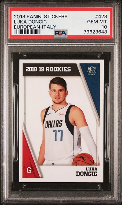 2018 Panini Stickers European 428 Luka Doncic Italy PSA 10
