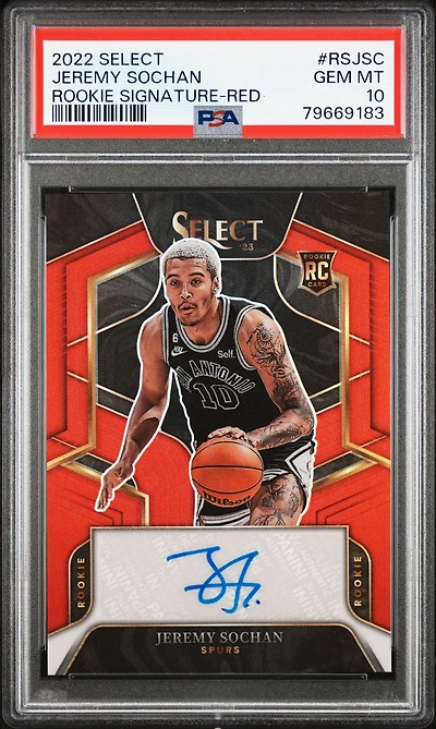 2022 Panini Select Rookie Signatures Rsjsc Jeremy Sochan PSA 10