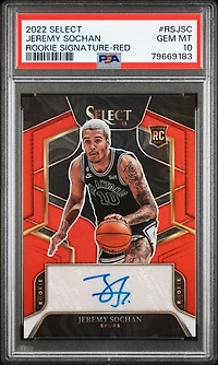 2022 Panini Select Rookie Signatures Rsjsc Jeremy Sochan PSA 10