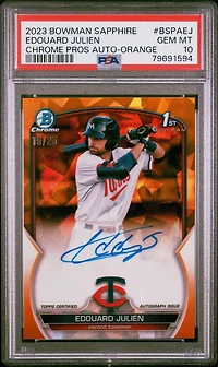 2023 Bowman Sapphire Edition Chrome Prospects Autographs Bspaej Edouard Julien Orange PSA 10
