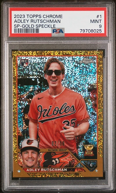 2023 Topps Chrome 1 Adley Rutschman Sp-gold Speckle Refractor PSA 9