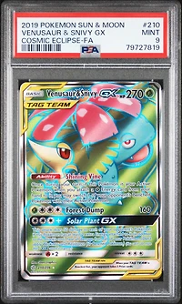 2019 Pokemon Sun & Moon Cosmic Eclipse 210 Full Art/venusaur & Snivy Gx PSA 9