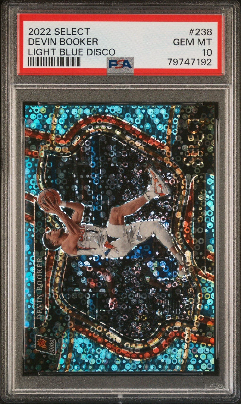 2022 Panini Select 238 Devin Booker Light Blue Disco PSA 10