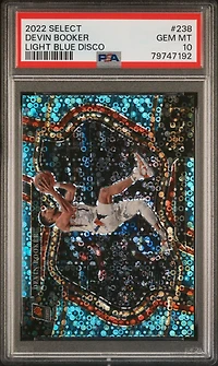 2022 Panini Select 238 Devin Booker Light Blue Disco PSA 10
