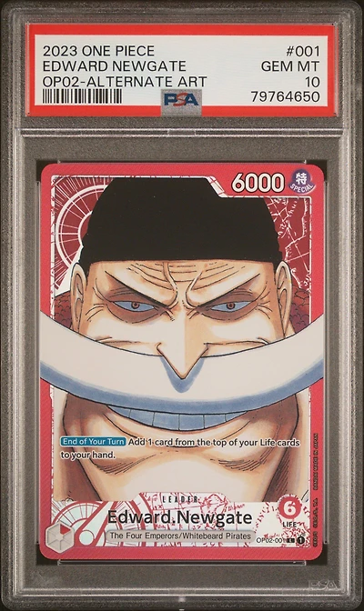 2023 One Piece Op02-paramount War 001 Edward Newgate Alternate Art PSA 10