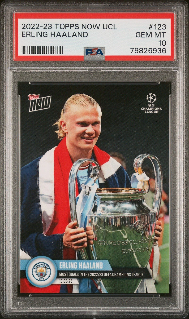 2022 Topps Now Uefa Champions League 123 Erling Haaland PSA 10