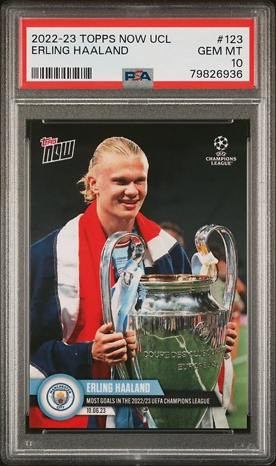 2022 Topps Now Uefa Champions League 123 Erling Haaland PSA 10