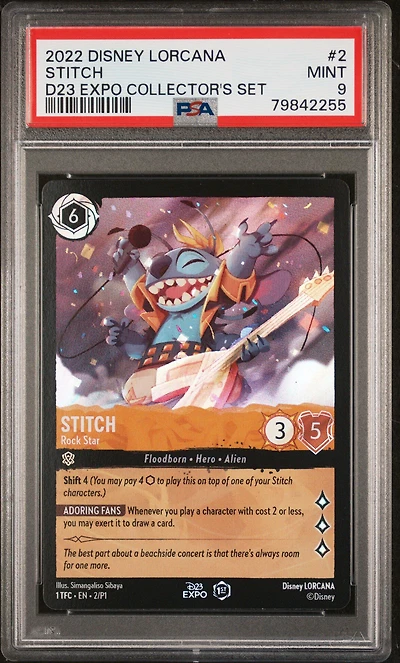 2022 Disney Lorcana Promo 2 Stitch - Rock Star D23 Expo Collector's Set PSA 9
