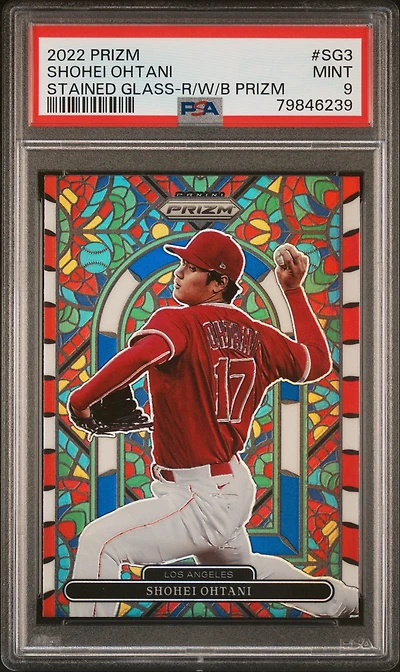 2022 Panini Prizm Stained Glass Sg3 Shohei Ohtani Red/white/blue Prizm PSA 9