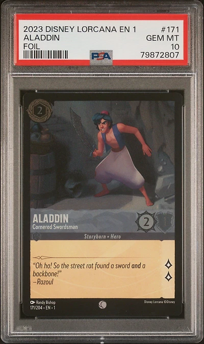 2023 Disney Lorcana En 1-the First Chapter 171 Aladdin - Cornered Swordsman Foil PSA 10