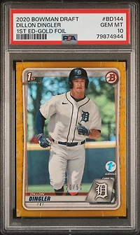 2020 Bowman Draft 1st Edition Bd144 Dillon Dingler Gold Foil PSA 10