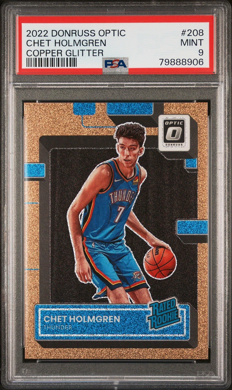 2022 Panini Donruss Optic 208 Chet Holmgren Copper Glitter PSA 9