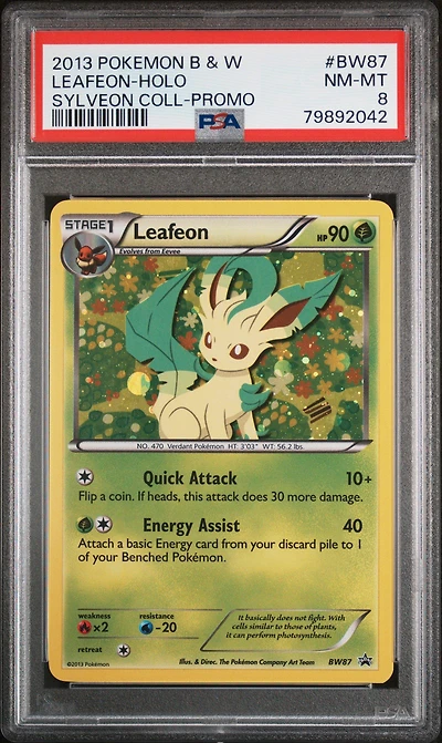 2013 Pokemon Black & White Promo Bw87 Leafeon-holo Sylveon Collection PSA 8