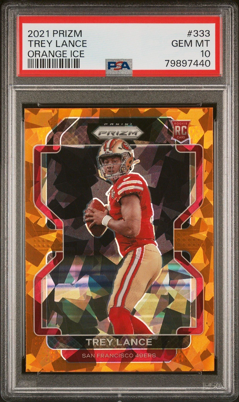 2021 Panini Prizm 333 Trey Lance Orange Ice PSA 10