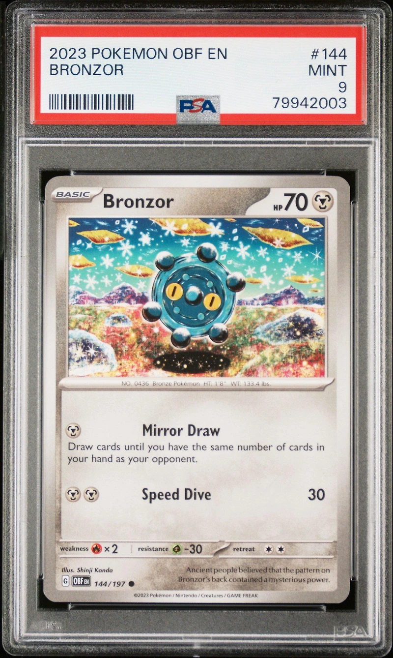 2023 Pokemon Obf En-obsidian Flames 144 Bronzor PSA 9