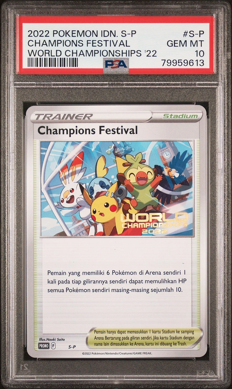 2022 Pokemon Indonesian S Promo S-p Champions Festival World Championships 2022 PSA 10
