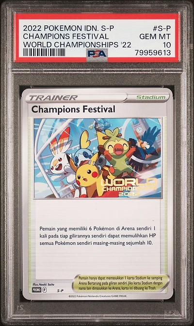 2022 Pokemon Indonesian S Promo S-p Champions Festival World Championships 2022 PSA 10